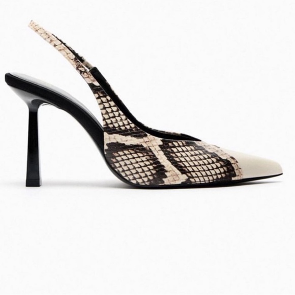 ZARA ANIMAL PRINT SLINGBACK HEELS SNAKE - Picture 5 of 5